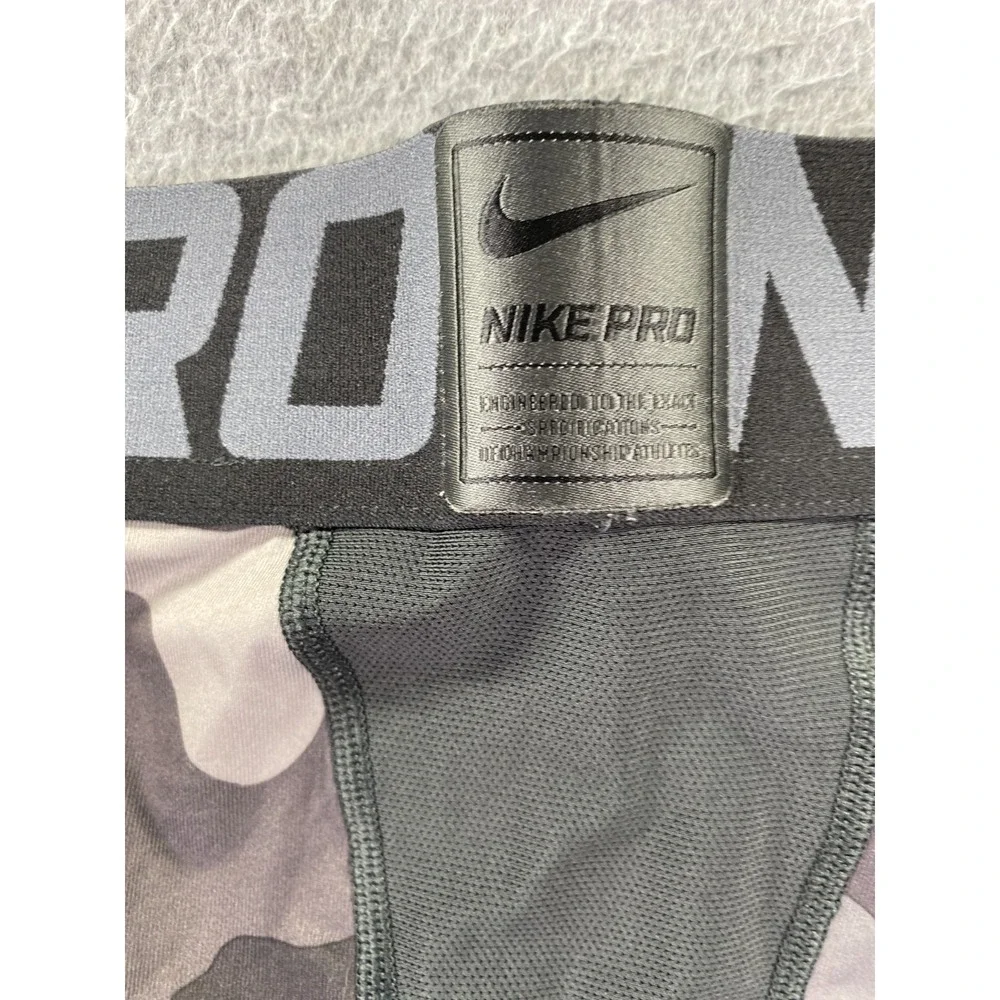 Nike Pro Gray Black Camo Compression Leggings Men's XL Dri Fit Workout Gym